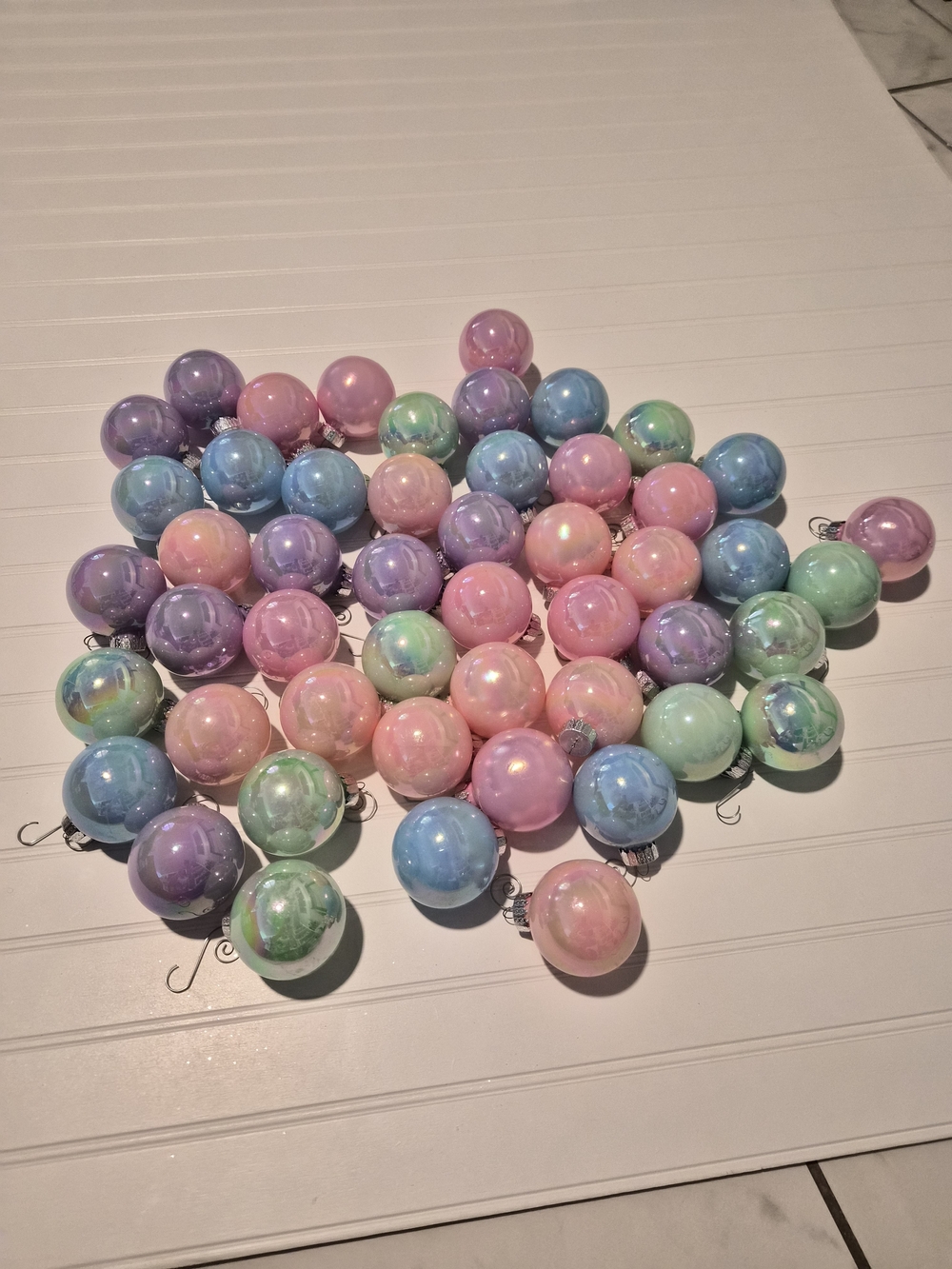 Pastel Marble Kids Ornament Ball Set - Pink, Blue, Purple, Green
